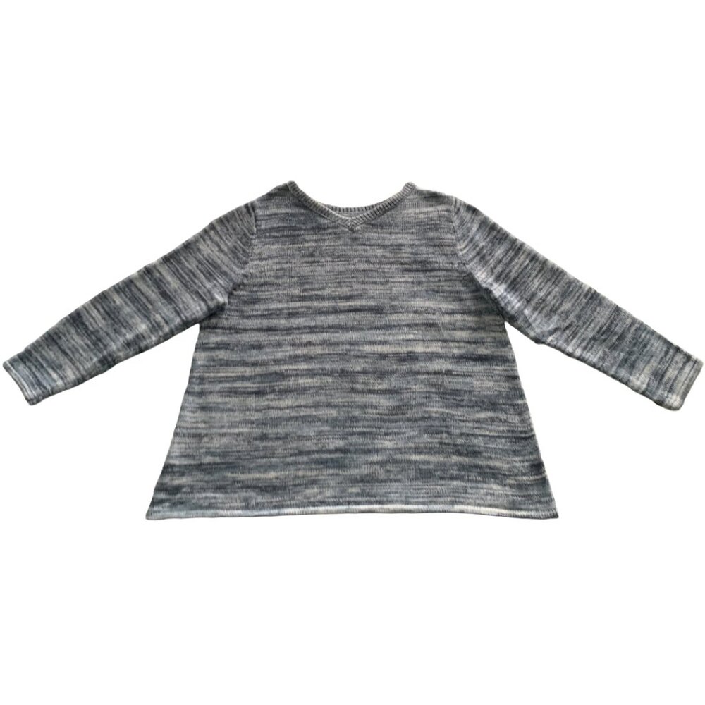 J. JILL Womens' Blue & White Spaced-Dyed Cotton Marled Pullover Sweater Sz L - Picture 7 of 8
